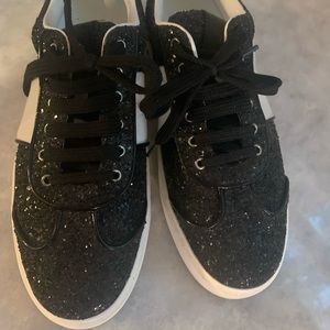 Valentino black glitter sneakers size 38.5 in EUC, worn once.
